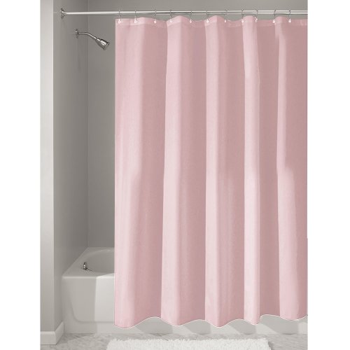 Product Cover iDesign Fabric Shower Curtain, Mildew-Resistant Bath Curtain for Master Bathroom, Kid's Bathroom, Guest Bathroom, 72 x 72 Inches, Pink