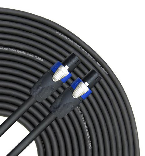Product Cover GLS Audio 100 feet Speaker Cable 12AWG Patch Cords - 100 ft Speakon to Speakon Professional Cables Black Neutrik NL4FX (NL4FC) 12 Gauge Wire - Pro 100' Speak-on Cord 12G - Single