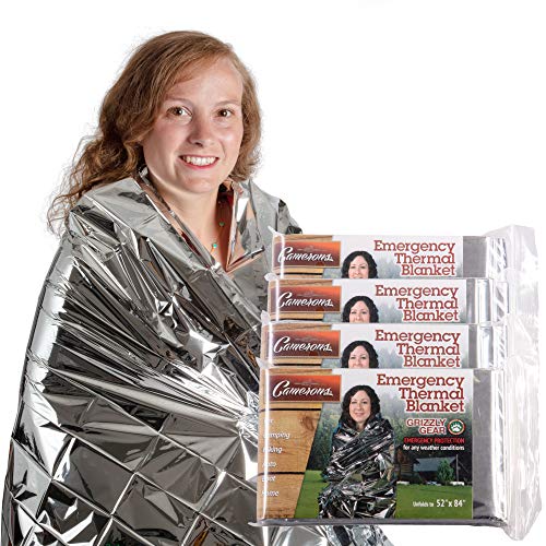 Product Cover Grizzly Gear Emergency Mylar Blanket 4 Pack- 7' x 4' 1/3