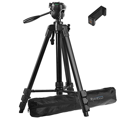 Product Cover Ravelli Lightweight Aluminum Tripod, Includes Carry Bag and Universal Smartphone Mount (61