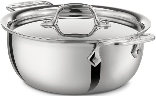 Product Cover All-Clad 421349 Stainless Steel Tri-Ply Bonded Dishwasher Safe Cassoulet with Lid / Cookware, 3-Quart, Silver