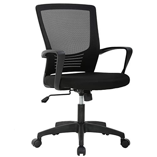 Product Cover Ergonomic Office Chair Desk Chair Mesh Computer Chair with Lumbar Support Arms Modern Cute Swivel Rolling Task Mid Back Executive Chair for Women Men Adults Girls,Black