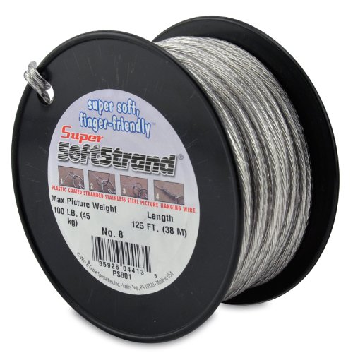Product Cover SuperSoftstrand Size 8-125-Feet Picture Wire Vinyl Coated Stranded Stainless Steel