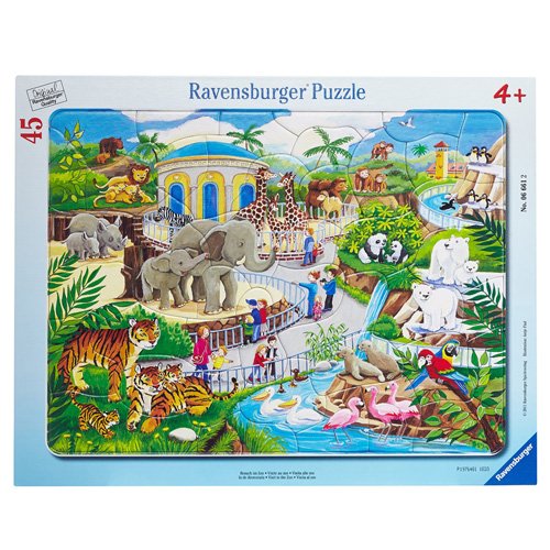 Product Cover Ravensburger Visit to The Zoo 45 Piece Frame Jigsaw Puzzle for Kids - Every Piece is Unique, Pieces Fit Together Perfectly