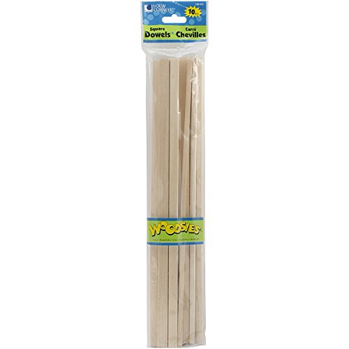 Product Cover Loew-Cornell Woodsies Square Dowels-Natural Assorted Widths, 12-Inch, 10-Pack