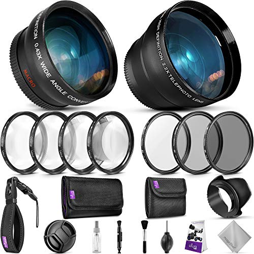Product Cover 52mm Essential Accessory Kit for Nikon DSLR Bundle with Vivitar Wide Angle and Telephoto Lens