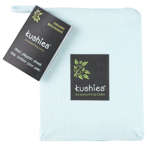 Product Cover Kushies Organic Jersey Play Pen Fitted Sheet, Light Blue