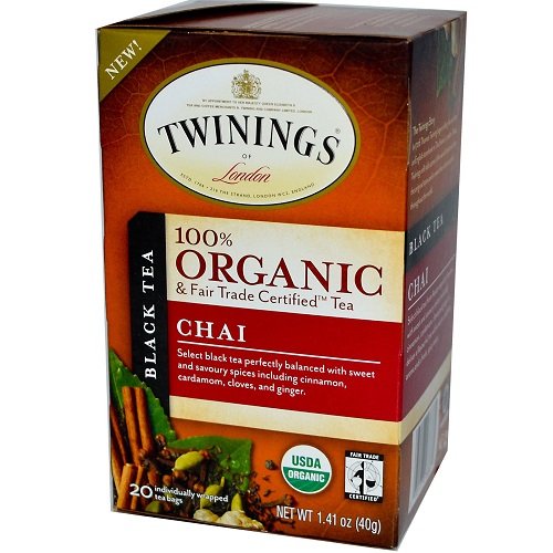 Product Cover Twinings of London Organic and Fair Trade Certified Chai Tea Bags, 20 Count (Pack of 1)
