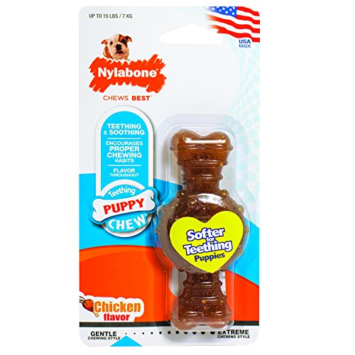 Product Cover Nylabone Just for Puppies Petit Chicken Flavored Puppy Dog Ring Bone Teething Chew Toy