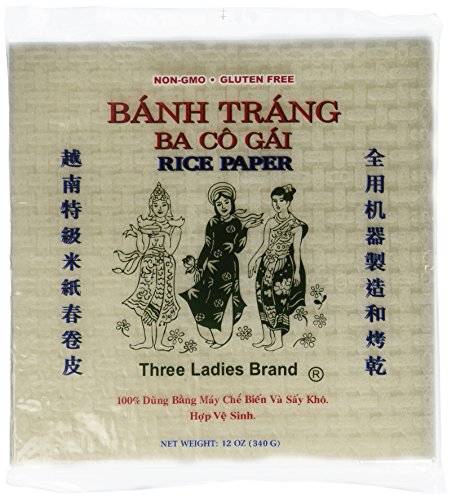 Product Cover 4 Packs Three Ladies Spring Roll Rice Paper Wrappers (Square 22cm)
