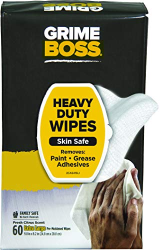 Product Cover Grime Boss 60 Count Heavy Duty Hand Cleaning Wipes, White