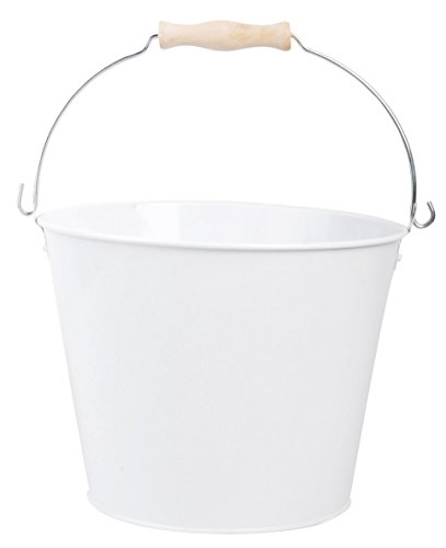 Product Cover Esschert Design USA White Metal Bucket with Wood Handle (RD23)