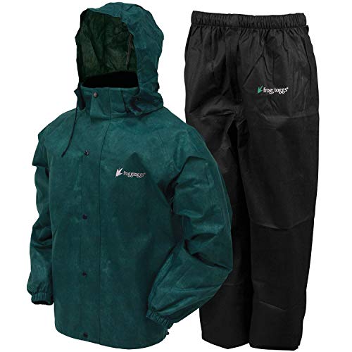 Product Cover Frogg Toggs Men's All Sport Rain Suit, Dark Green Jacket/Black Pants, X-Large