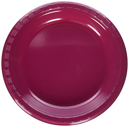 Product Cover Creative Converting Touch of Color 20 Count Plastic Banquet Plates, Burgundy - 28312231