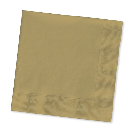 Product Cover Creative Converting Touch of Color 200 Count 2-Ply Paper Beverage Napkins, Glittering Gold , 5