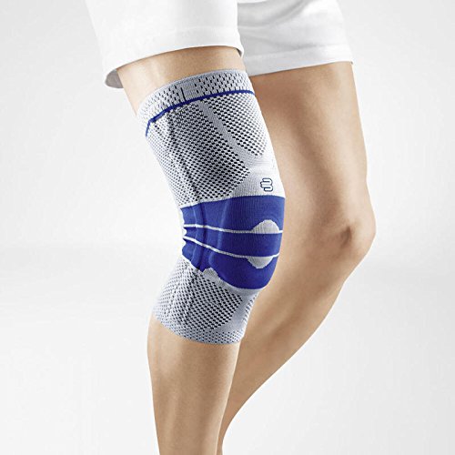 Product Cover Bauerfeind GenuTrain Knee Support - Breathable Knit Compression Knee Brace to Relieve Pain and Swelling from Arthritis, ACL Injury, Miniscus Tear, Machine Washable Knee Sleeve (Titanium, 2)
