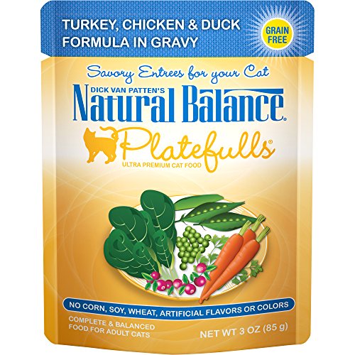 Product Cover Natural Balance Platefulls Grain Free Cat Food, Turkey, Chicken & Duck Formula In Gravy, 3-Ounce Pouches (Pack Of 24)