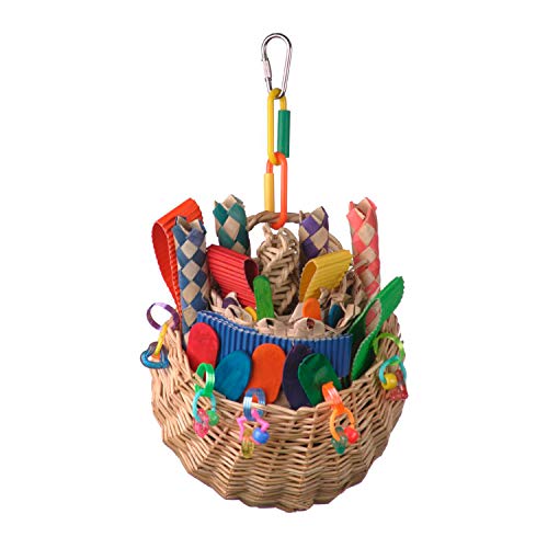 Product Cover Super Bird SB669 Wicker Foraging Basket Bird Toy with Array of Chewable Toys for Parrots, Medium Size, 10
