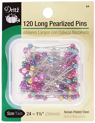 Product Cover Dritz 64 Pearlized Pins, Long, 1-1/2-Inch (120-Count)