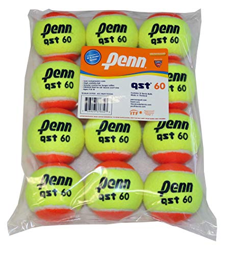 Product Cover Penn QST 60 Tennis Balls - Youth Felt Orange Tennis Balls for Beginners, 12 Ball Polybag