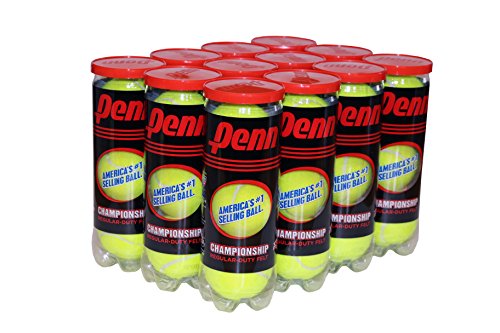 Product Cover Penn Championship Tennis Balls - Regular Duty Felt Pressurized Tennis Balls -  12 Cans, 36 Balls