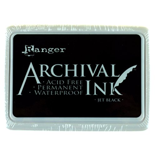 Product Cover Ranger Archival Ink Pad, Jet Black - Permanent, Waterproof, Acid-Free, Non-Toxic - Won't Bleed or Smudge - Provides Vivid and Crisp Stamping Results - Air Dry on Matte and Heat Set on Glossy Surfaces