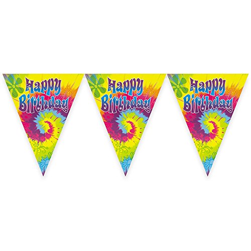 Product Cover 12ft Tie Dye Swirl Birthday Pennant Banner