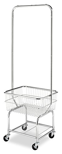 Product Cover Whitmor Commercial Rolling Laundry Butler with Wire Storage Rack