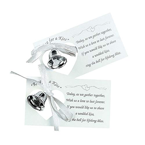 Product Cover Fun Express Metal Wedding Bell on A Paper Card | 50 Count | Great for Wedding Celebration, Giveaway, Invitation