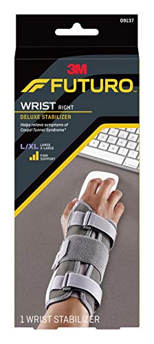 Product Cover Futuro Deluxe Wrist Stabilizer, Firm Stabilizing Support, Right Hand, Large/X-Large, Gray