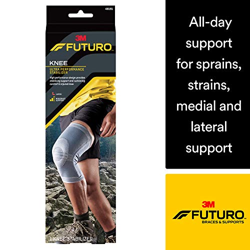 Product Cover Futuro Active Knit Knee Stabilizer, Moderate Stabilizing Support, Large, Gray