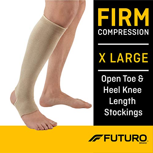 Product Cover Futuro Open Toe/Open Heel Stocking, Unisex, Firm Compression, X Large, Beige, Helps Relieve Chronic Leg Conditions and Swelling