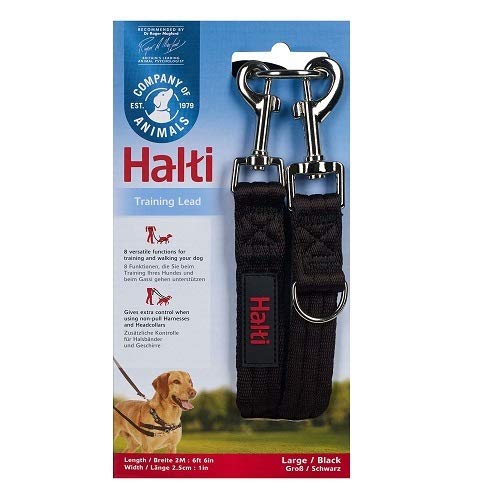 Product Cover Halti Training Lead For Dogs, Double Ended Dog Training Leash for Halti Head Collar and No Pull Harness, Black Training Leash for Medium Dogs and Large Dogs