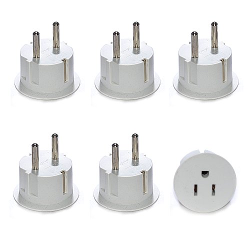 Product Cover Orei American USA to European Schuko Germany Plug Adapters CE Certified Heavy Duty - 6 Pack - Perfect for Travelling with Cell Phones, Laptops, Cameras & More