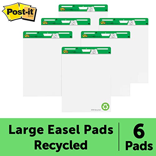 Product Cover Post-it Super Sticky Easel Pad, 25 x 30 Inches, 30 Sheets/Pad, 6 Pads (559RP-VAD6), Large White Recycled Premium Self Stick Flip Chart Paper, Super Sticking Power