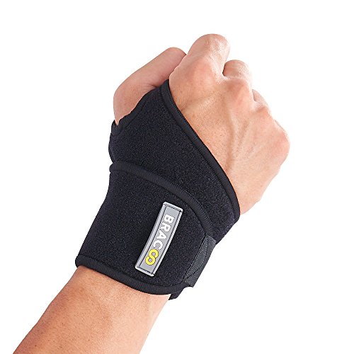 Product Cover Bracoo Wrist Wrap, Reversible Compression Support for Sprains, Carpal Tunnel Syndrome, Wrist Tendonitis Pain Relief & Injury Recovery, WS10, Black, 1 Count