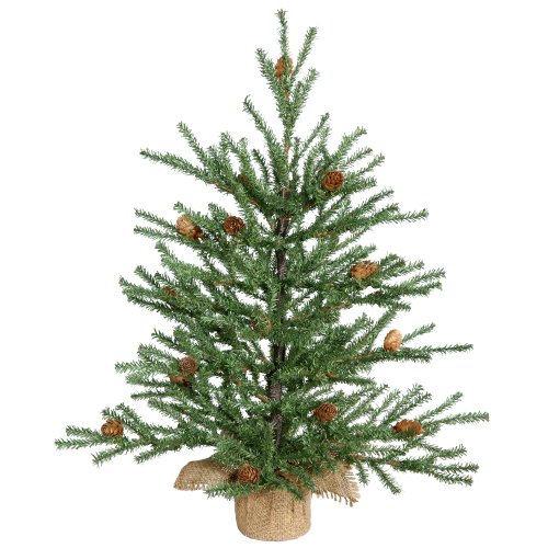 Product Cover Vickerman Carmel Pine Tree with Pine Cones & 294 PVC Tips In Burlap Base, 18