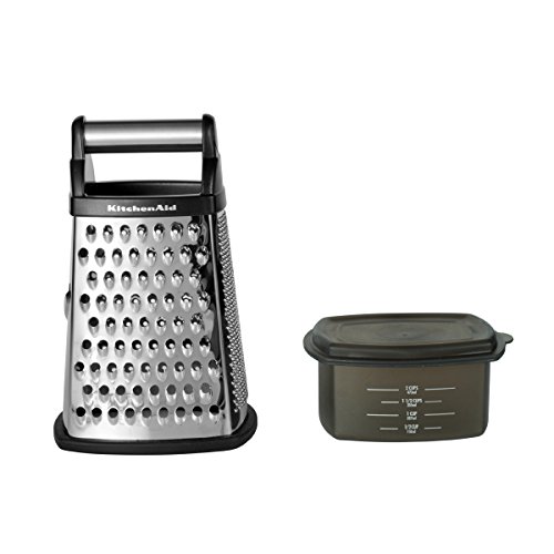 Product Cover KitchenAid KN300OSOBA Gourmet 4-Sided Stainless Steel Box Grater with Detachable Storage Container, One Size, Black
