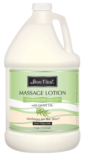 Product Cover Bon Vital' Therapeutic Touch Massage Lotion Made with Olive Oil to Repair Dry Skin & Soothe Sore Muscles, Best Skin Therapy Lotion, Moisturizes Skin During Massages for Smooth, Soft Skin, 1 Gal Bottle