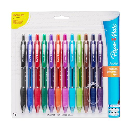 Product Cover Paper Mate Profile Retractable Ballpoint Pens, Bold (1.4mm), Assorted Colors, 12 Count