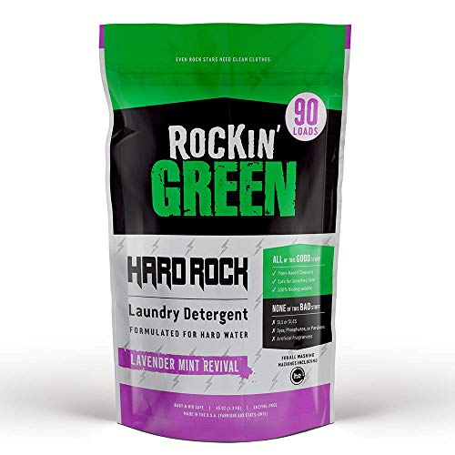 Product Cover Rockin' Green Natural Laundry Detergent Powder | Hard Rock (for Hard Water), Lavender Mint | HE, 90 Loads - 45oz Perfect for Cloth Diapers