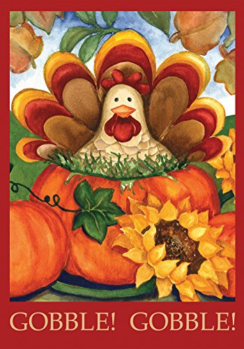 Product Cover Toland Home Garden 111223 Autumn Turkey Decorative Fall Thanksgiving Holiday Pumpkin Garden Flag, (12.5