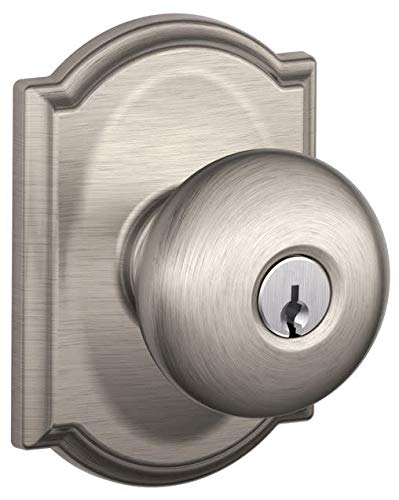 Product Cover Schlage F51 PLY 619 CAM Camelot Collection Plymouth Keyed Entry Knob, Satin Nickel