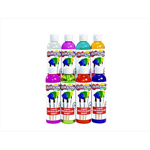 Product Cover Colorations PLWS Liquid Watercolor Paint, 8 fl oz, Set of 8, Non-Toxic, Painting, Kids, Craft, Hobby, Fun, Water Color, Posters, Cool Effects, Versatile, Gift