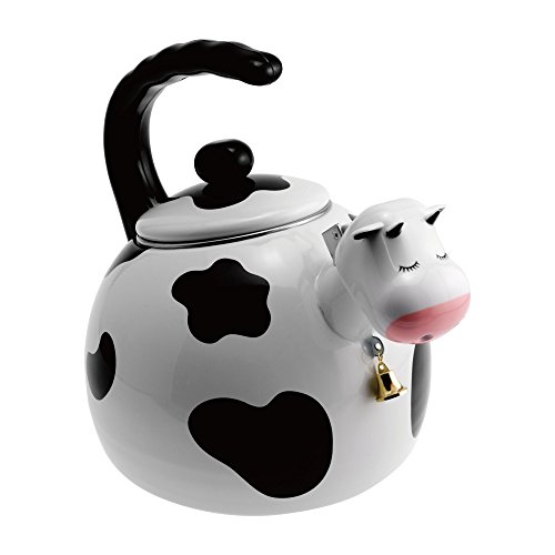Product Cover Supreme Housewares 71508 Cow Whistling Kettle, 2.5 quarts, White & Black