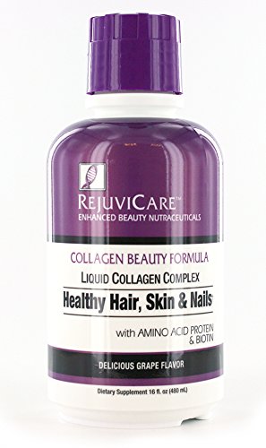 Product Cover Rejuvicare Liquid Collagen Beauty Formula with Amino Acids, Protein and Biotin, Delicious Grape Flavor, 32 servings