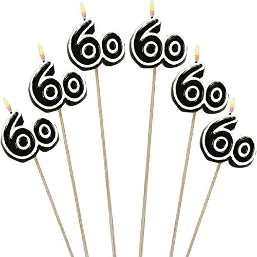 Product Cover Amscan Numerical Candles, 60th Celebration Candles on a Stick, Party Supplies, Multicolor, 9 1/2