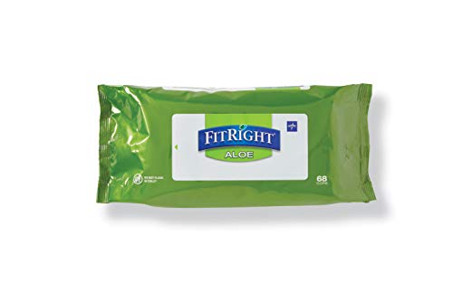 Product Cover FitRight Aloe Personal Cleansing Cloth Wipes, Scented, 8 x 12 inch Adult Large Incontinence Wipes, 68 count, pack of 12