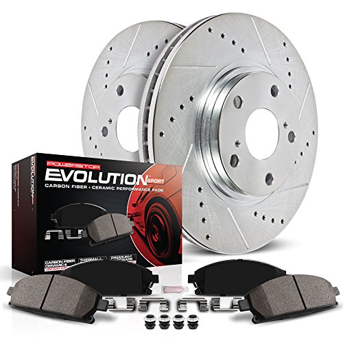 Product Cover Power Stop K2069 Front Brake Kit with Drilled/Slotted Brake Rotors and Z23 Evolution Ceramic Brake Pads
