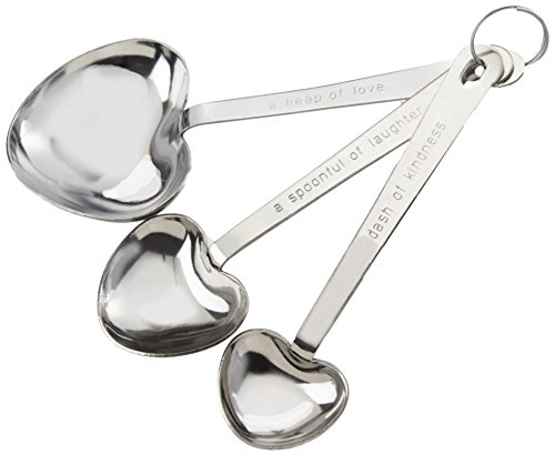 Product Cover Kate Aspen Simply Elegant Love Beyond Measure Heart-Shaped Measuring Spoons in White Box, Silver/White